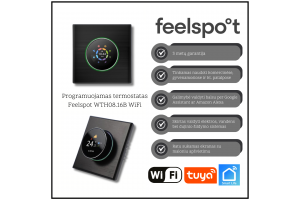 Programuojamas termostatas Feelspot WTH08.16B WiFi, baltas, Tuya, Smart Life Programuojamas termostatas Feelspot WTH08.16B WiFi, baltas, Tuya, Smart Life